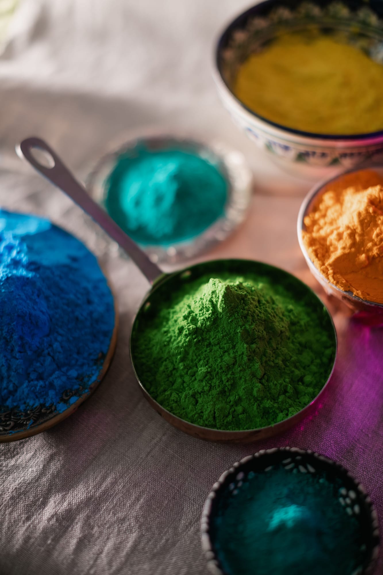 Textile dye pigment powder, close up